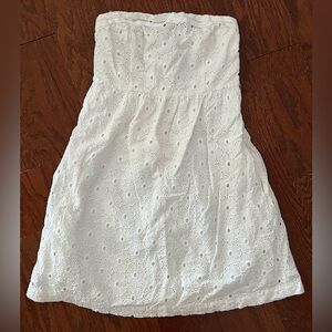 American Eagle White Eyelet Floral Lace Strapless Dress